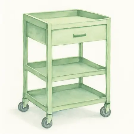 Water color illustrative image of a generic 30 in., 1-Drawer Service Cart, Green