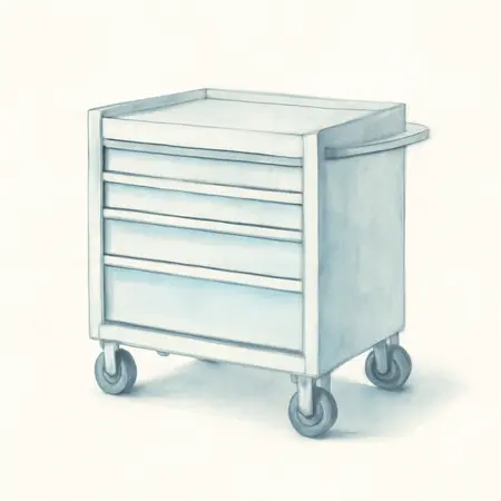 Water color illustrative image of a generic U.S. GENERAL 30 in. 4-Drawer Tech Cart, Series 3, White
