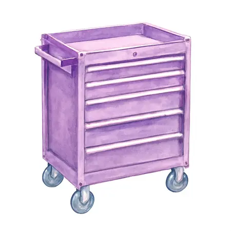 Water color illustrative image of a generic U.S. GENERAL 30 in., 5-Drawer Mechanics Cart, Purple