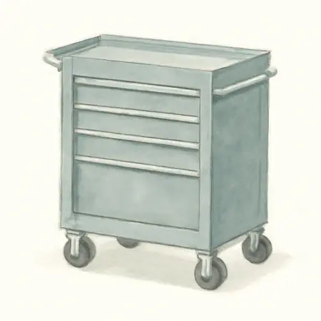 Water color illustrative image of a generic U.S. GENERAL 30 in., 5-Drawer Mechanics Cart, Slate Gray