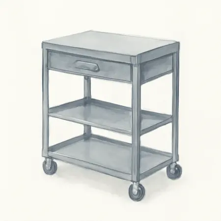 Water color illustrative image of a generic U.S. GENERAL 30 in. Service Cart with Drawer, Slate Gray
