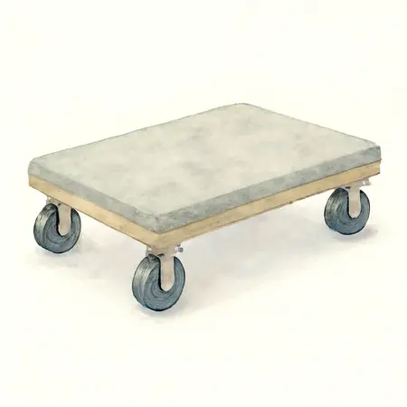 Water color illustrative image of a generic 30 in. x 19 in. 1000 lb. Capacity Hardwood Dolly
