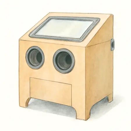 Water color illustrative image of a generic 30 lb. Capacity Benchtop Abrasive Blast Cabinet