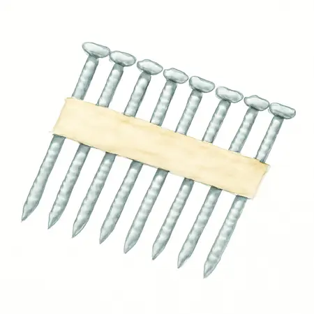Water color illustrative image of a generic 30° 3 in. Galvanized Framing Nails, Ring Shank, 2,000 Pc.