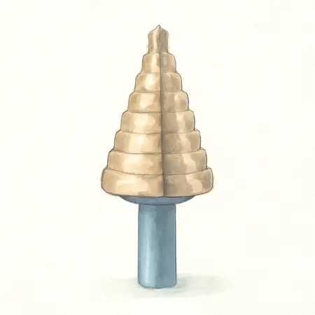 Water color illustrative image of a generic #3, 1/4 in. to 3/4 in. Cobalt Steel Step Drill Bit