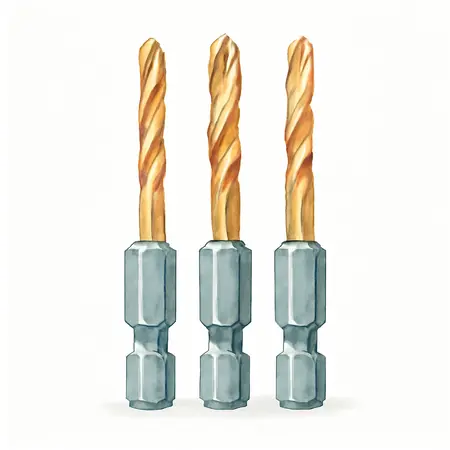 Water color illustrative image of a generic 3/16 in. Impact Rated Hex Shank Titanium Drill Bit Set, 3 Piece