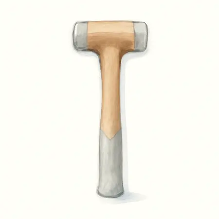 Water color illustrative image of a generic 32 oz. Soft Face Dead Blow Hammer