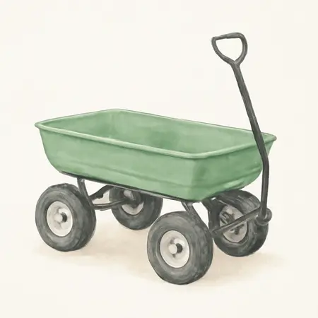 Water color illustrative image of a generic 330 lb. Capacity Garden Wagon