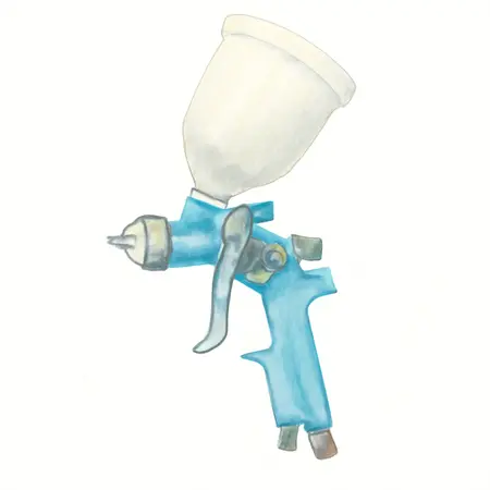 Water color illustrative image of a generic 33 oz. LVLP General Purpose Air Spray Gun