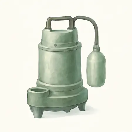 Water color illustrative image of a generic 3/4 HP Submersible Sump-Effluent Pump with Heavy Duty Snap Action Float Switch 5400 GPH
