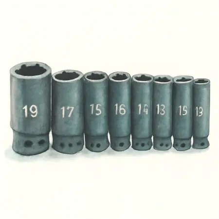 Water color illustrative image of a generic 3/4 in. Drive Metric Impact Socket Set, 8 Pc.