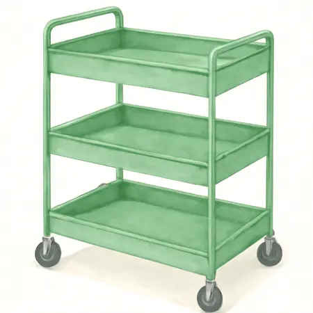 Water color illustrative image of a generic U.S. GENERAL 34 in. Full Bank Service Cart, Green