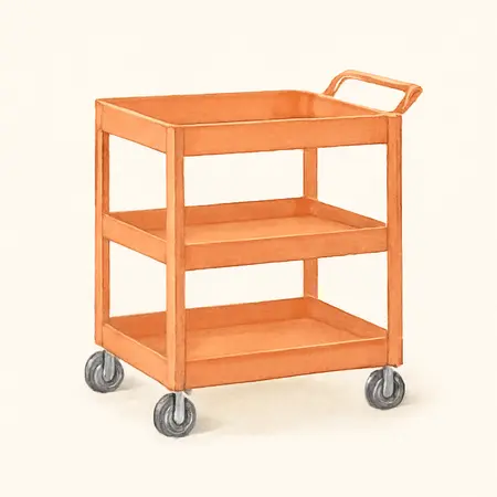 Water color illustrative image of a generic U.S. GENERAL 34 in. Full Bank Service Cart, Orange
