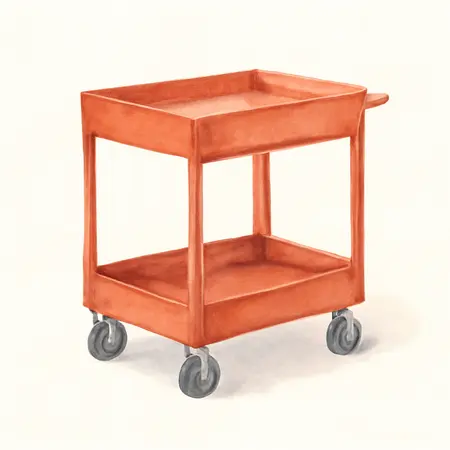 Water color illustrative image of a generic U.S. GENERAL 34 in. Full Bank Service Cart, Red