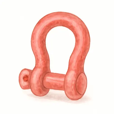 Water color illustrative image of a generic 3/4 in.  D-Ring Shackle, Red