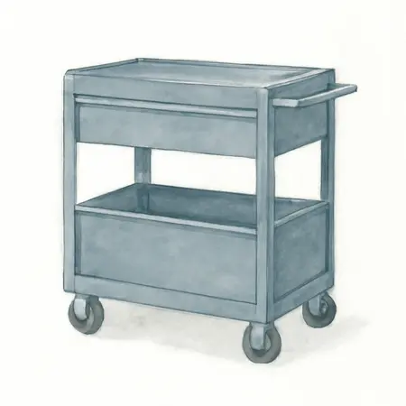 Water color illustrative image of a generic U.S. GENERAL 34 in. Full Bank Service Cart, Slate Gray