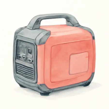 Water color illustrative image of a generic 3500 Watt SUPER QUIET Inverter Generator with CO SECURE Technology, EPA