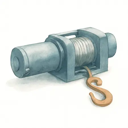Water color illustrative image of a generic 3500 lb. ATV/Powersport 12V Winch with Wire Rope