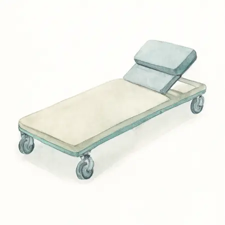 Water color illustrative image of a generic 350 lb. Capacity Premium Adjustable Headrest Creeper