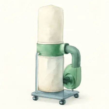 Water color illustrative image of a generic 35 Gallon, 2 HP High-Flow High-Capacity Dust Collector