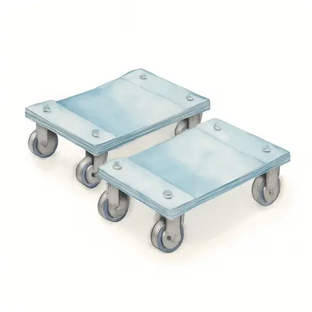 Water color illustrative image of a generic 3600 lb. Pinch Weld Vehicle Dollies, 2-Pack