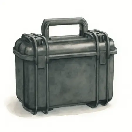 Water color illustrative image of a generic 3800 Weatherproof Protective Case, Large, Black