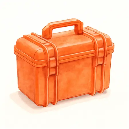 Water color illustrative image of a generic 3800 Weatherproof Protective Case, Large, Orange