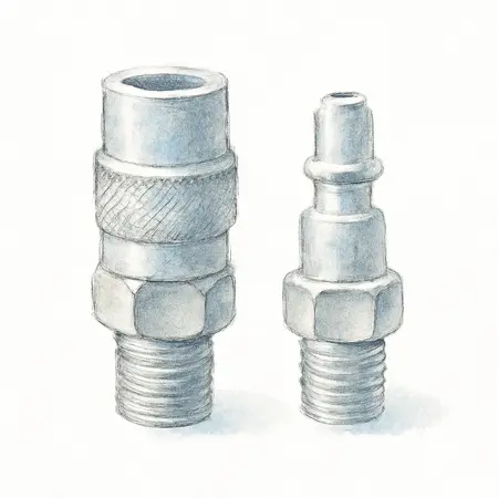 Water color illustrative image of a generic 3/8 In. Automotive Coupler and Plug Kit, 4 Pc.