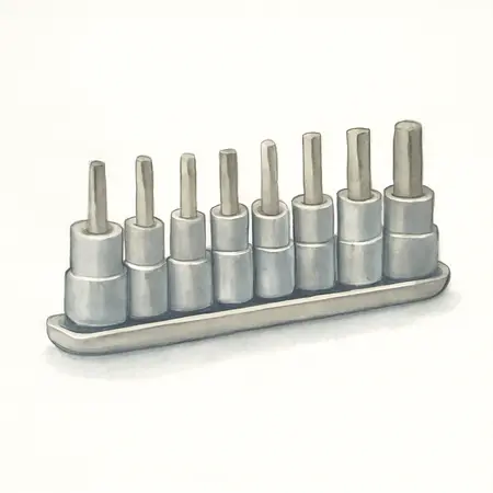 Water color illustrative image of a generic 3/8 in., 1/2 in. Drive SAE Hex Socket Set, 9 Piece