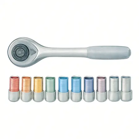 Water color illustrative image of a generic 3/8 in. Drive Metric Color Coded Socket Set, 10 Piece