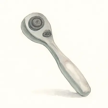 Water color illustrative image of a generic 3/8 in. Drive Professional Short Low-Profile Ratchet