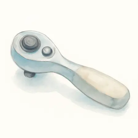 Water color illustrative image of a generic 3/8 in. Drive Professional Stubby Low-Profile Ratchet