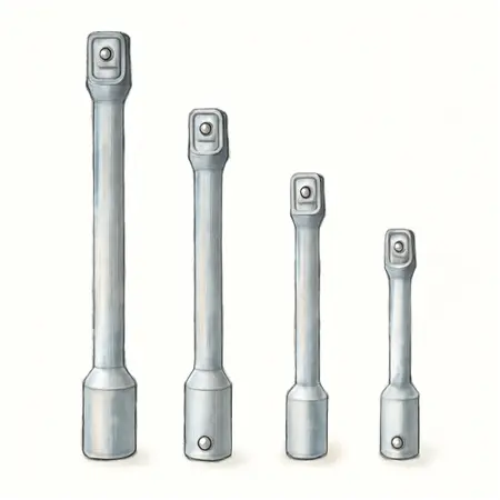Water color illustrative image of a generic 3/8 in. Drive Quick-Release Extension Bar Set, 4 Piece