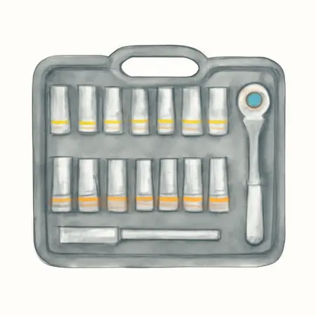 Water color illustrative image of a generic 3/8 in. Drive SAE & Metric High Visibility Socket Set, 21-Piece