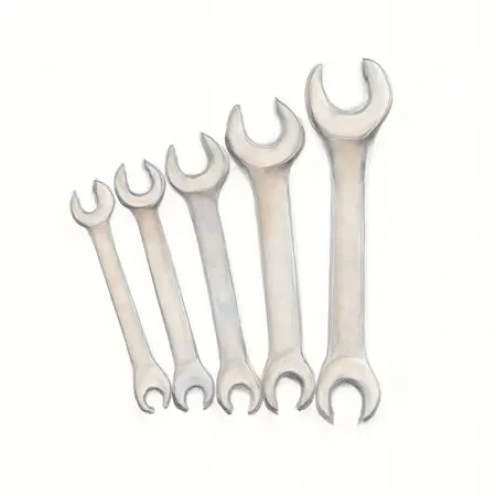 Water color illustrative image of a generic 3/8 in. Metric Crowfoot Flare Nut Wrench Set, 7 Piece