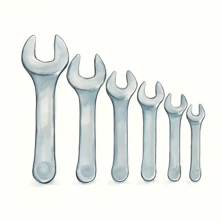 Water color illustrative image of a generic 3/8 in. Drive Metric Crowfoot Wrench Set, 7 Piece