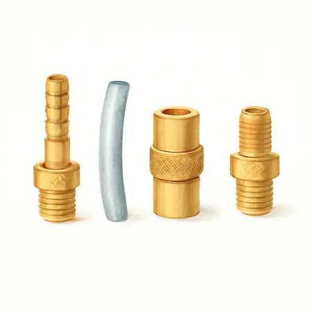 Water color illustrative image of a generic 3/8 in. Professional Air Hose Repair Kit, 5 Piece