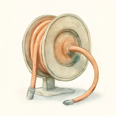 Water color illustrative image of a generic 3/8 in.  x 50 ft.  Industrial Grade Air Hose Reel