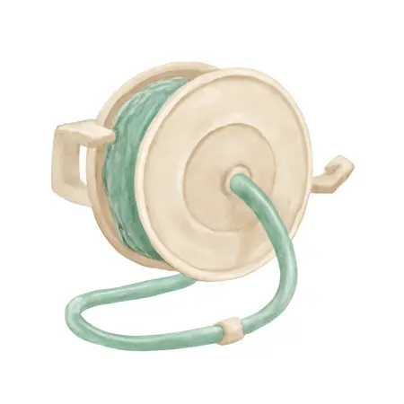 Water color illustrative image of a generic 3/8 in. x 50 ft. Retractable Hose Reel
