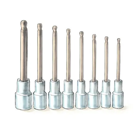 Water color illustrative image of a generic 3/8 in. Drive Metric Professional Long Ball Hex Bit Socket Set, 8-Piece