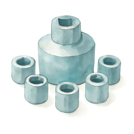 Water color illustrative image of a generic 3/8 in. Drive Oil Filter Sockets, 7-Piece