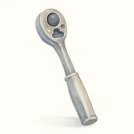 Water color illustrative image of a generic 3/8 in. Drive Quick-Release Ratchet