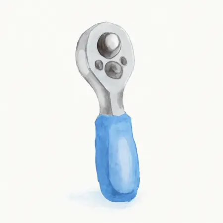Water color illustrative image of a generic 3/8 in. Drive Quick-Release Stubby Ratchet