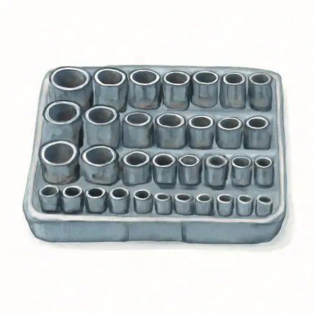 Water color illustrative image of a generic 3/8 in. Drive SAE & Metric Master Impact Socket Set, 48 Piece