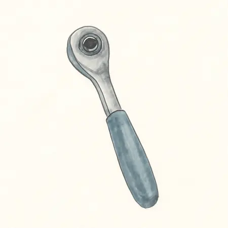 Water color illustrative image of a generic 3/8 in. Drive Teardrop Composite Ratchet