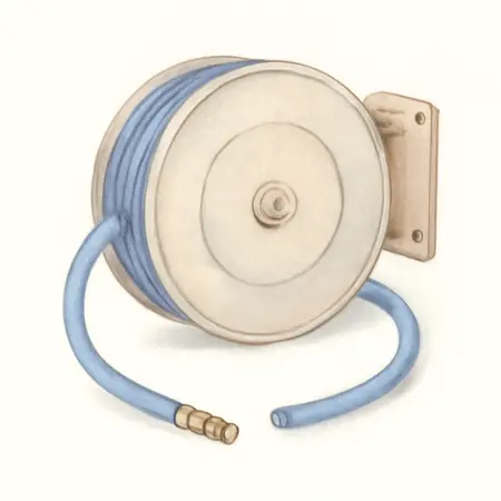 Water color illustrative image of a generic 3/8 in. x 25 ft. Retractable Air Hose Reel