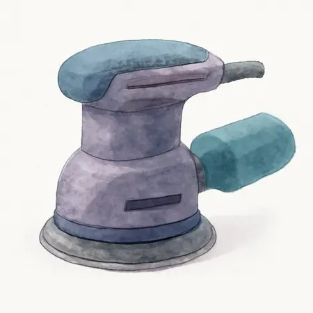 Water color illustrative image of a generic 3 Amp 5 in. Random Orbital Palm Sander with Soft Start