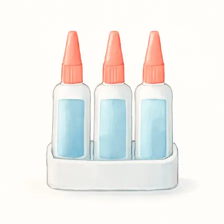 Water color illustrative image of a generic 3 Piece Super Glue Gel