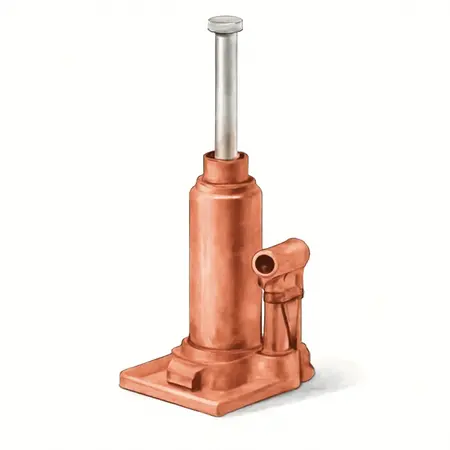 Water color illustrative image of a generic 3 Ton Heavy Duty Long Ram Hydraulic Flat Bottom Jack