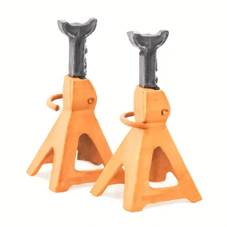Water color illustrative image of a generic 3 Ton Heavy Duty Ratcheting Jack Stands, Orange